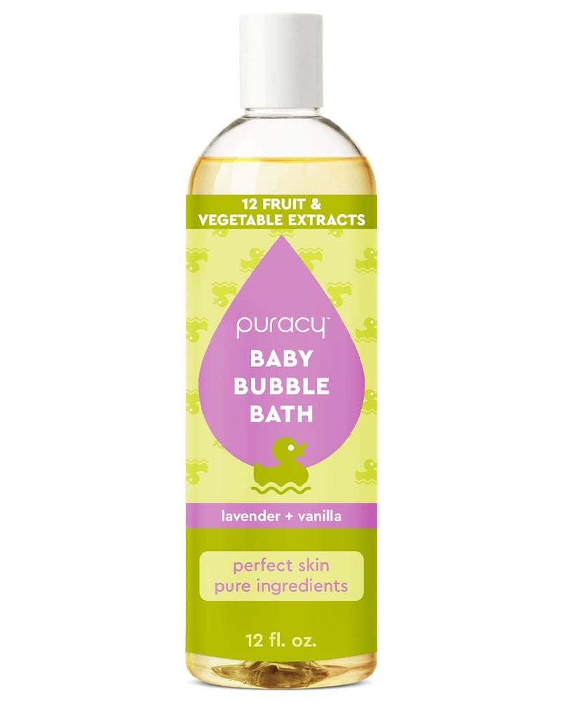 Puracy Bubble Bath for Children, Gently Scented with Real Lavender & Vanilla, 98.75% Natural Baby Bubble Bath, Plant-Based Moisturizers for All Skin Types, Tear-Free for Daily Use, 12 Fl Oz - Image 1